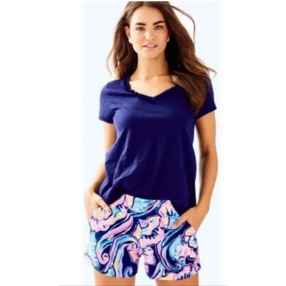 Lilly Pulitzer Pink, Blue & Cream Swirl Print Bermuda Shorts